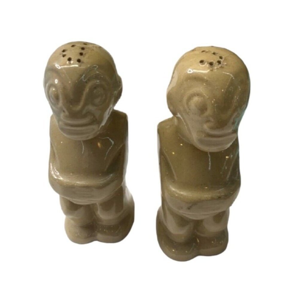 Vintage Mcm Tiki Trader Vics Salt Pepper Shakers Idol Statue Ceramic Pottery